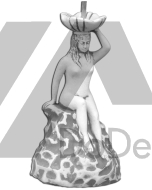 En figur der haelder vand - en pige med en skal